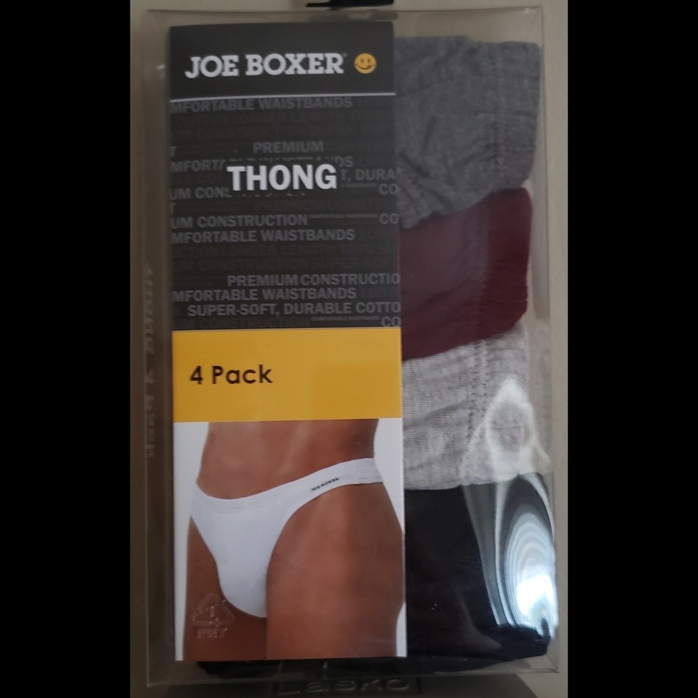 Joe Boxer Mens 4 Pack 100% Cotton Thongs
